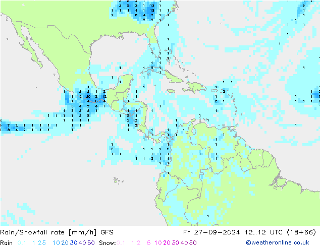 Rain/Snowfall rate GFS Pá 27.09.2024 12 UTC