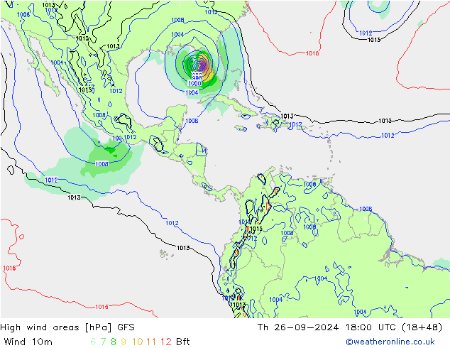 High wind areas GFS Th 26.09.2024 18 UTC