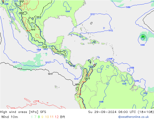 High wind areas GFS Su 29.09.2024 06 UTC