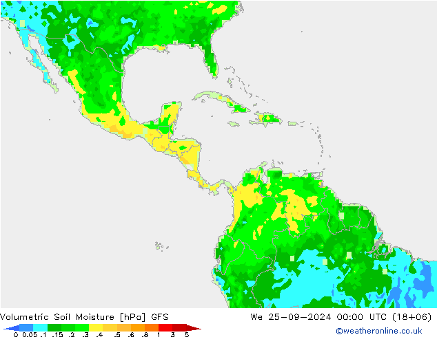 Volumetric Soil Moisture GFS mer 25.09.2024 00 UTC