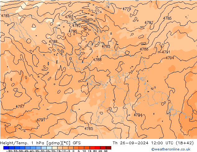 Height/Temp. 1 гПа GFS чт 26.09.2024 12 UTC