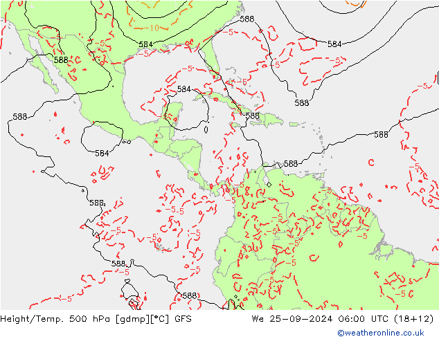 Height/Temp. 500 hPa GFS śro. 25.09.2024 06 UTC