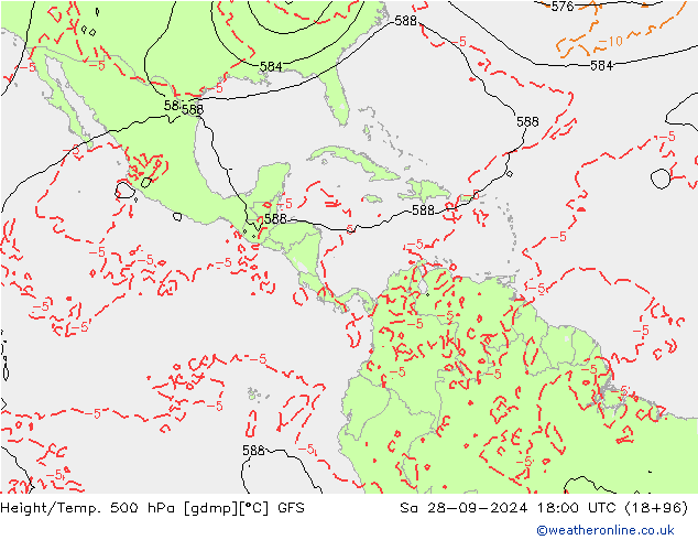 Z500/Rain (+SLP)/Z850 GFS sab 28.09.2024 18 UTC