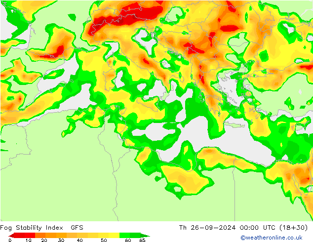 Fog Stability Index GFS Th 26.09.2024 00 UTC