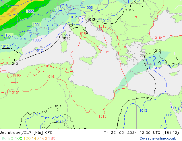 Courant-jet GFS jeu 26.09.2024 12 UTC