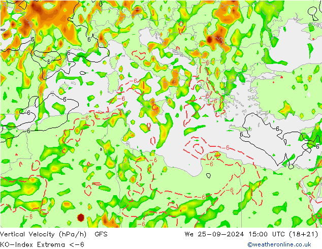 Konveksiyon - İndeks GFS Çar 25.09.2024 15 UTC