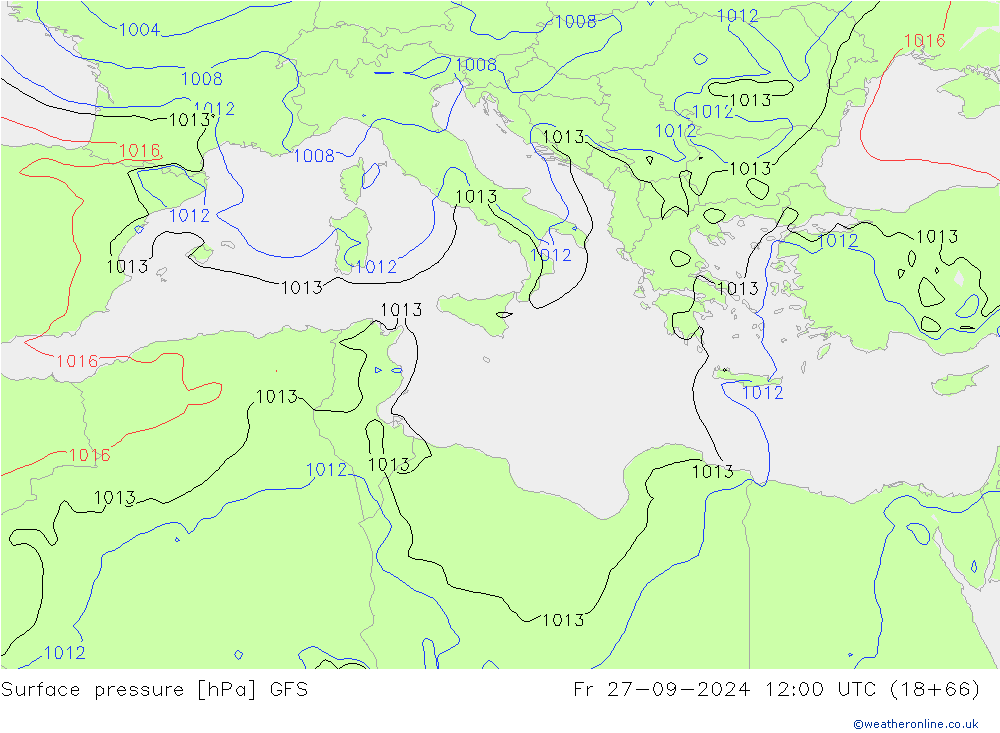 Surface pressure GFS Fr 27.09.2024 12 UTC