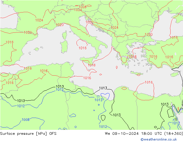 GFS: Çar 09.10.2024 18 UTC