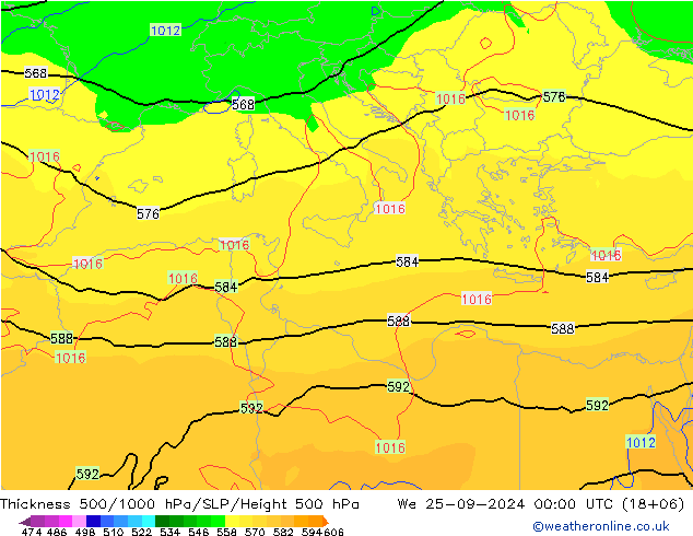 500-1000 hPa Kalınlığı GFS Çar 25.09.2024 00 UTC