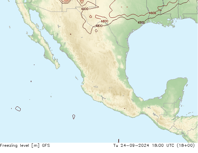 Freezing level GFS Tu 24.09.2024 18 UTC