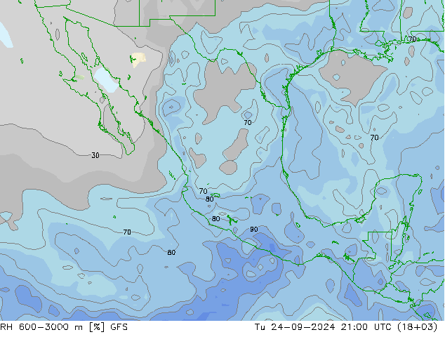 RH 600-3000 m GFS Ter 24.09.2024 21 UTC