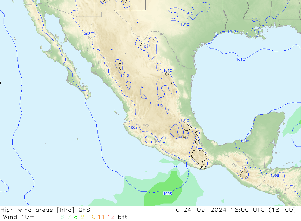 High wind areas GFS mar 24.09.2024 18 UTC