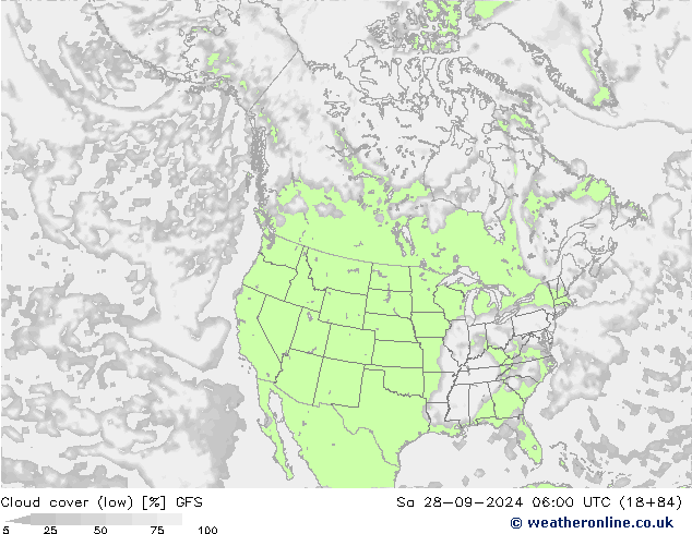 Nubes bajas GFS sáb 28.09.2024 06 UTC