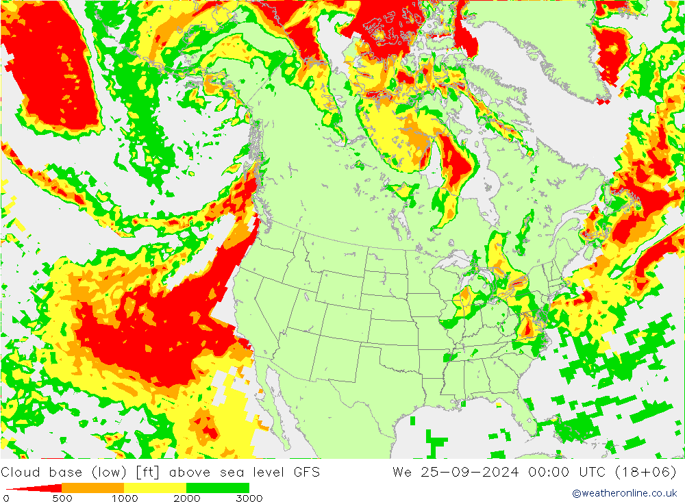 Cloud base (low) GFS We 25.09.2024 00 UTC