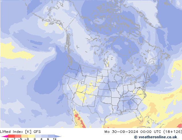 Lifted Index GFS Seg 30.09.2024 00 UTC