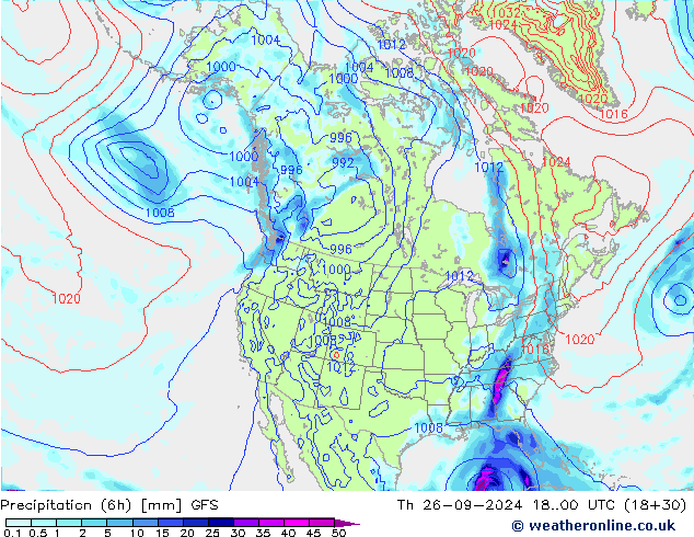 Z500/Rain (+SLP)/Z850 GFS Th 26.09.2024 00 UTC