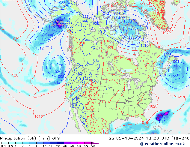 Précipitation (6h) GFS sam 05.10.2024 00 UTC