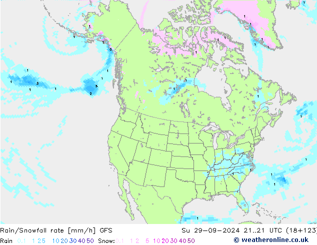 Rain/Snowfall rate GFS  29.09.2024 21 UTC