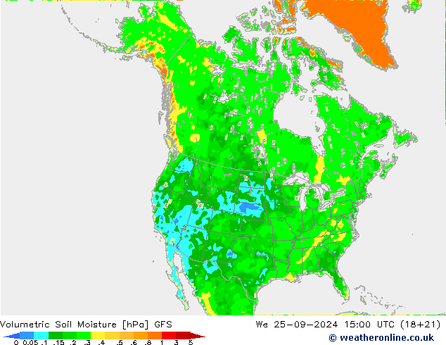 Volumetric Soil Moisture GFS Qua 25.09.2024 15 UTC