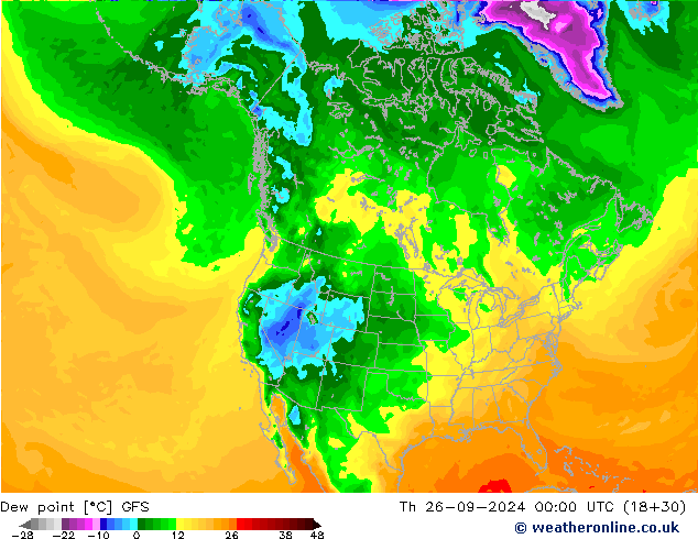 Dew point GFS Th 26.09.2024 00 UTC