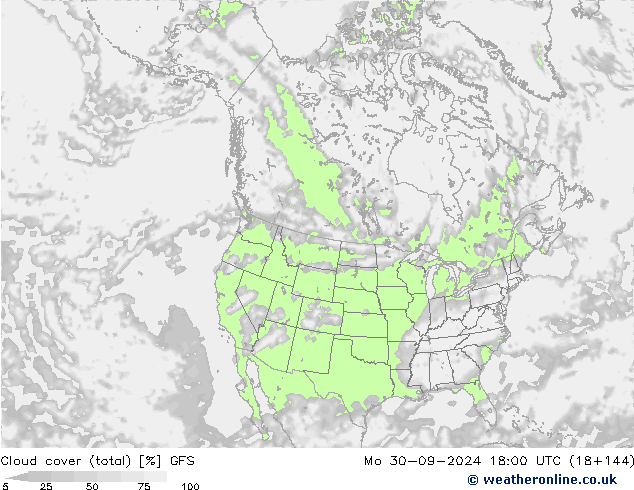 nuvens (total) GFS Seg 30.09.2024 18 UTC