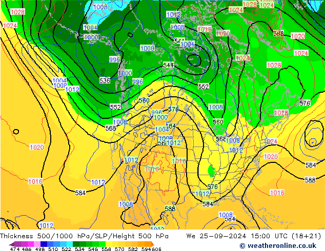 Dikte 500-1000hPa GFS wo 25.09.2024 15 UTC