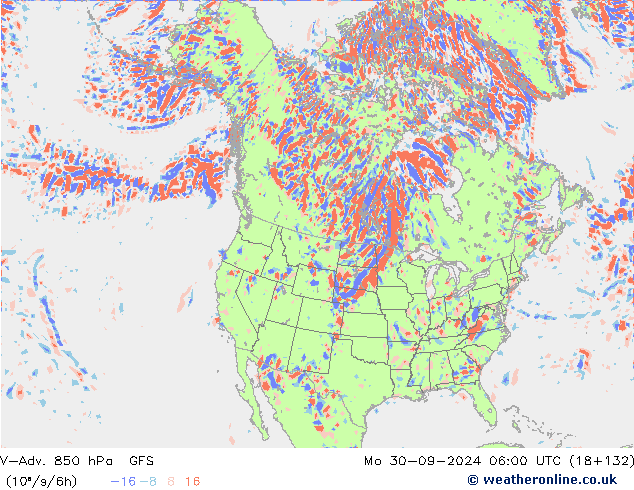 V-Adv. 850 hPa GFS lun 30.09.2024 06 UTC