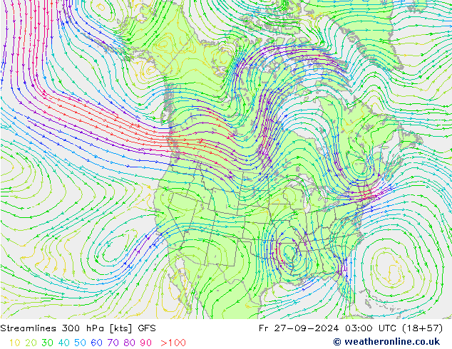 Rüzgar 300 hPa GFS Cu 27.09.2024 03 UTC