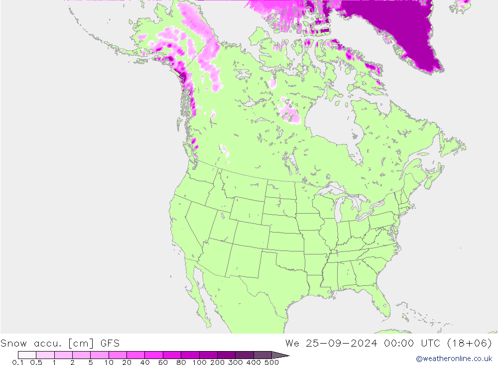 Snow accu. GFS We 25.09.2024 00 UTC