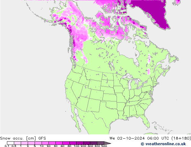 Snow accu. GFS We 02.10.2024 06 UTC