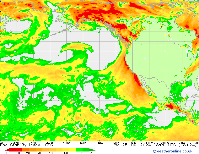 Fog Stability Index GFS  25.09.2024 18 UTC