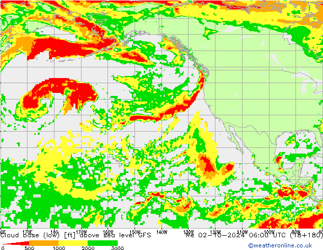 Cloud base (low) GFS śro. 02.10.2024 06 UTC