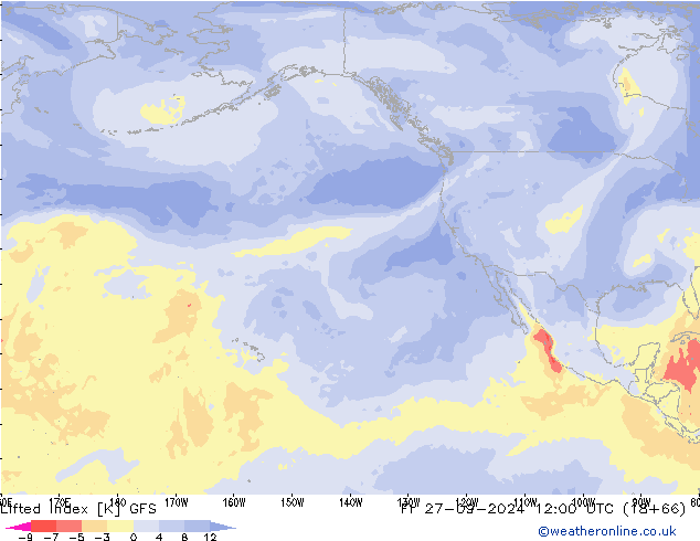 Lifted Index GFS Fr 27.09.2024 12 UTC