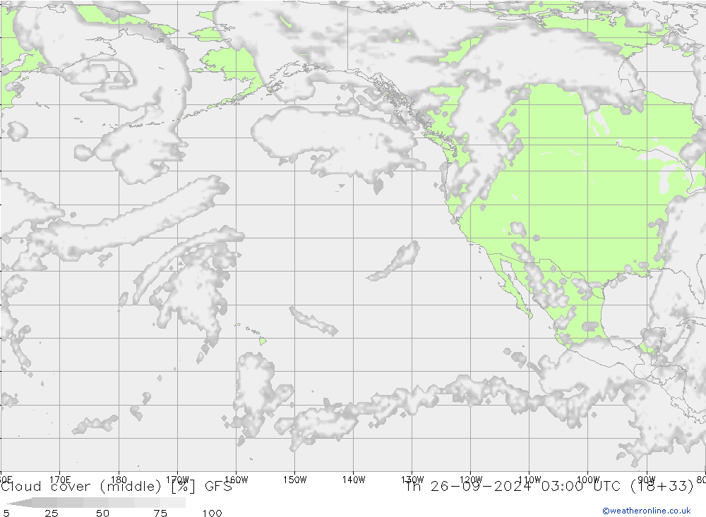 Cloud cover (middle) GFS Th 26.09.2024 03 UTC