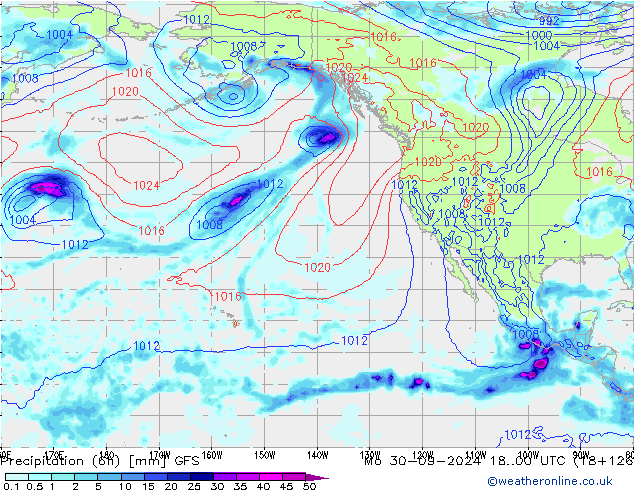 Z500/Rain (+SLP)/Z850 GFS Seg 30.09.2024 00 UTC