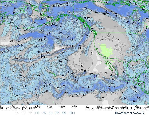 RH 850 hPa GFS September 2024