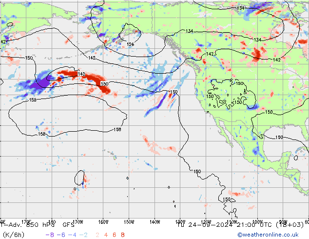 T-Adv. 850 hPa GFS mar 24.09.2024 21 UTC