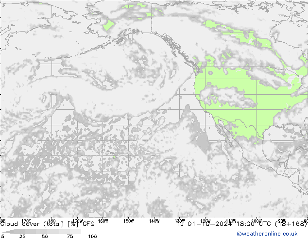 Bulutlar (toplam) GFS Sa 01.10.2024 18 UTC