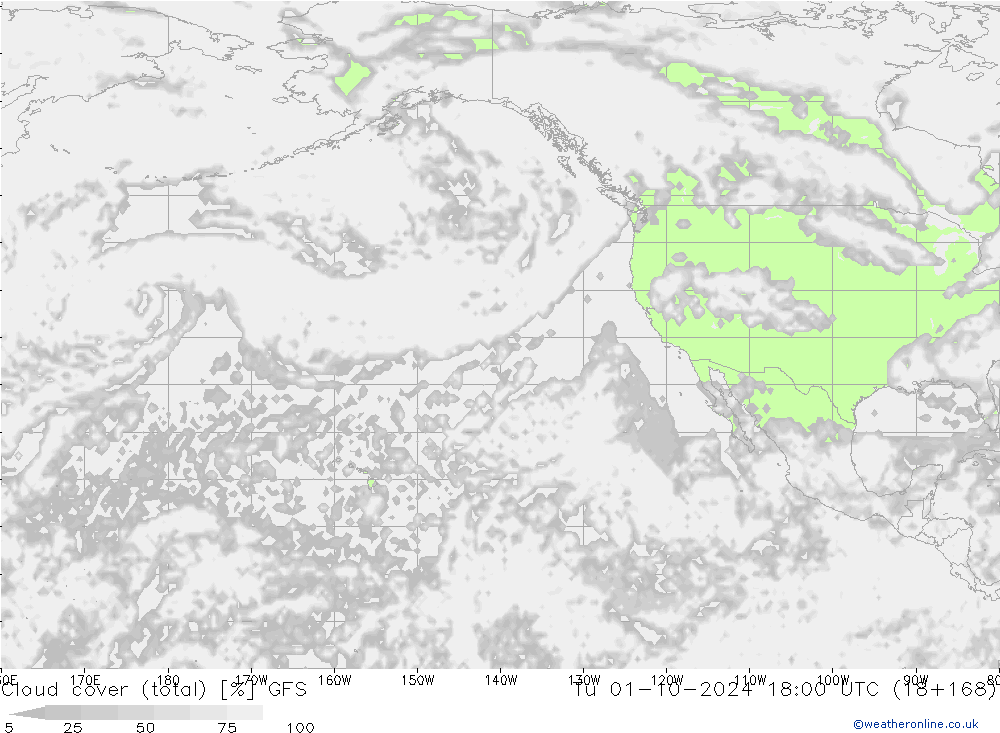 Bulutlar (toplam) GFS Sa 01.10.2024 18 UTC