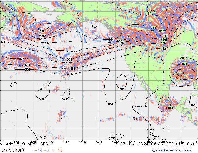 V-Adv. 500 гПа GFS пт 27.09.2024 06 UTC