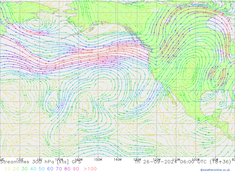 Rüzgar 300 hPa GFS Per 26.09.2024 06 UTC