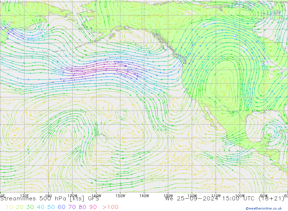 Rüzgar 500 hPa GFS Çar 25.09.2024 15 UTC