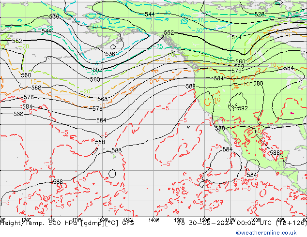 Z500/Rain (+SLP)/Z850 GFS Mo 30.09.2024 00 UTC