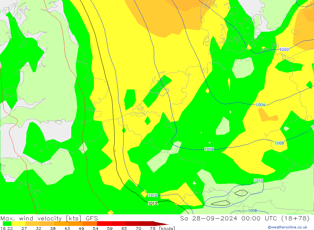 Max. wind velocity GFS  28.09.2024 00 UTC