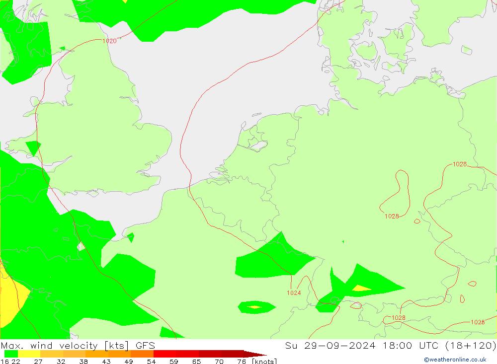 Max. wind velocity GFS Su 29.09.2024 18 UTC