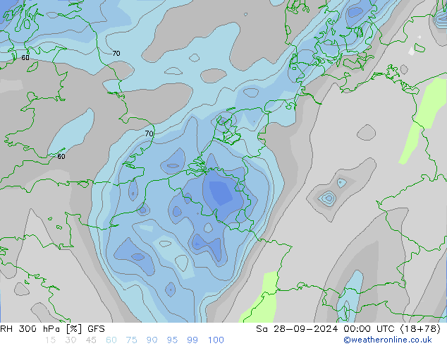 RH 300 hPa GFS Sa 28.09.2024 00 UTC