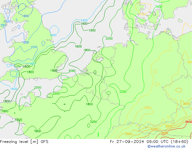 Isoterma de zero graus GFS Sex 27.09.2024 06 UTC