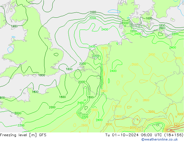 Freezing level GFS Tu 01.10.2024 06 UTC