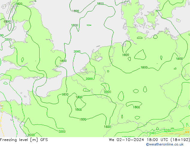 Freezing level GFS  02.10.2024 18 UTC