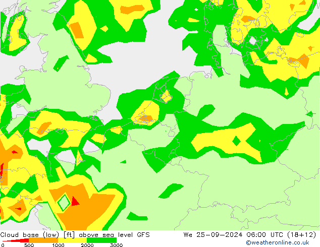 Cloud base (low) GFS We 25.09.2024 06 UTC